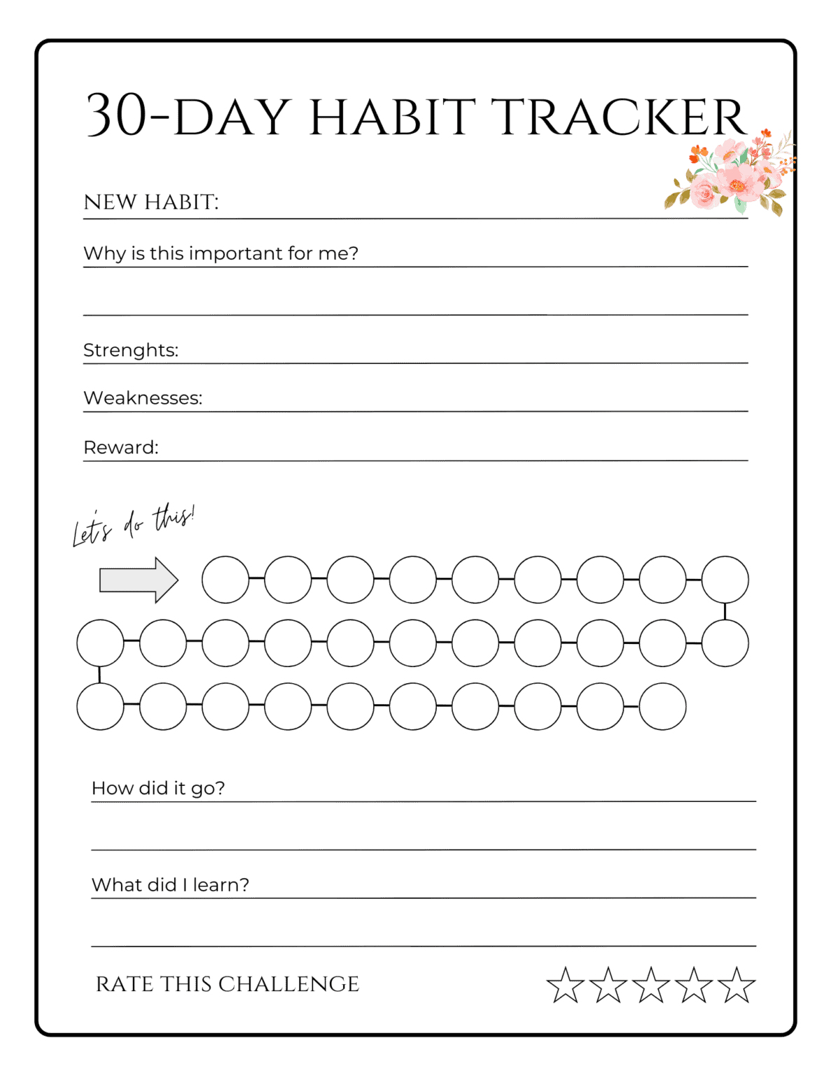 30 Free & Pretty Habit Tracker Printables (Weekly, Circle, 100 Day and ...