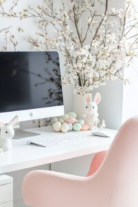 Here S A Cute Easter Desk Setup For Your Home Office Twins Mommy